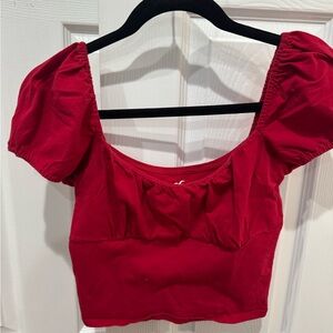 Hollister Red Puff Sleeve Crop Top